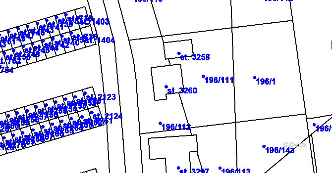 Parcela st. 3260 v KÚ Sezimovo Ústí, Katastrální mapa