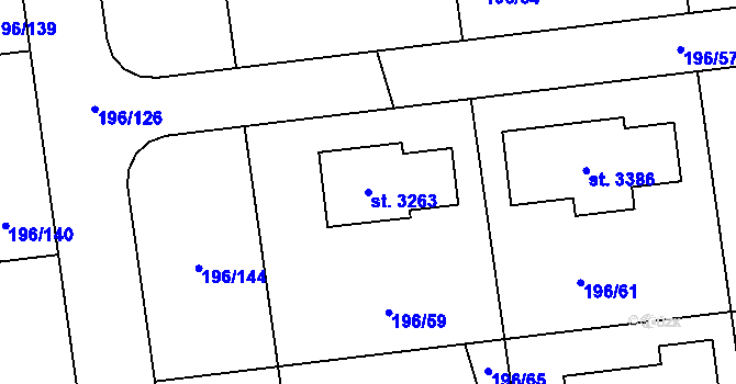 Parcela st. 3263 v KÚ Sezimovo Ústí, Katastrální mapa