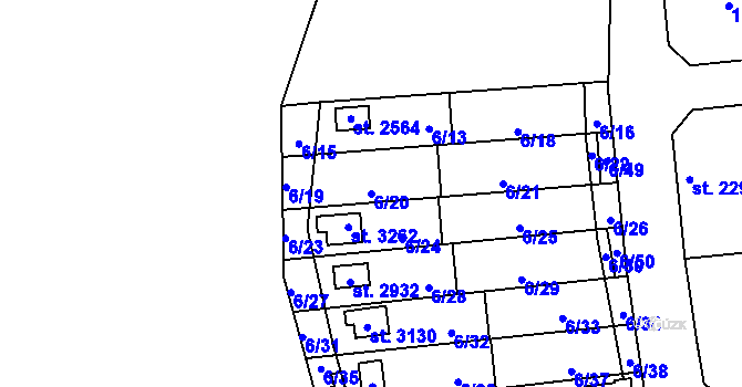 Parcela st. 6/20 v KÚ Sezimovo Ústí, Katastrální mapa