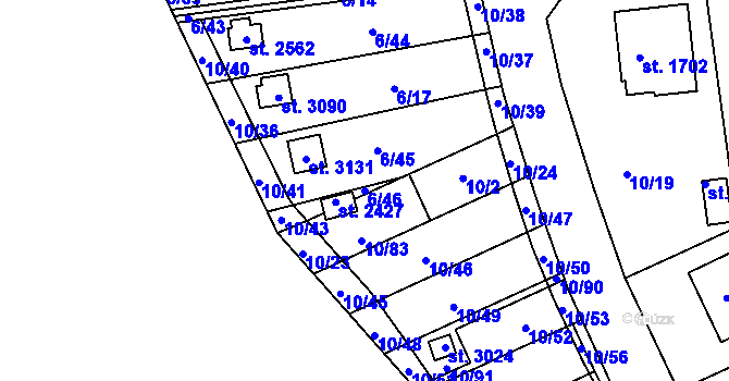 Parcela st. 6/46 v KÚ Sezimovo Ústí, Katastrální mapa