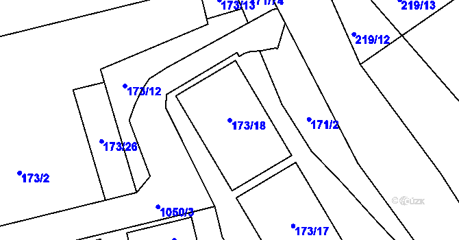 Parcela st. 173/18 v KÚ Sezimovo Ústí, Katastrální mapa