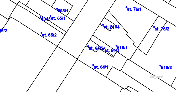 Parcela st. 64/5 v KÚ Sezimovo Ústí, Katastrální mapa