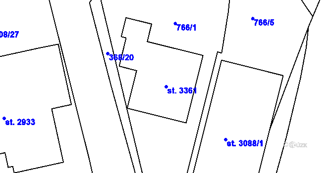 Parcela st. 3361 v KÚ Sezimovo Ústí, Katastrální mapa
