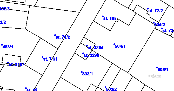 Parcela st. 3364 v KÚ Sezimovo Ústí, Katastrální mapa