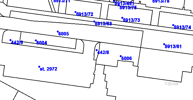 Parcela st. 442/8 v KÚ Sezimovo Ústí, Katastrální mapa