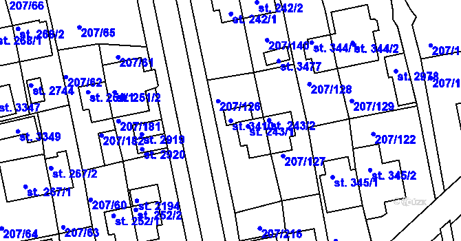 Parcela st. 3410 v KÚ Sezimovo Ústí, Katastrální mapa
