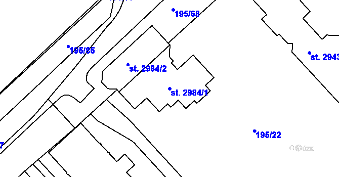 Parcela st. 2984/1 v KÚ Sezimovo Ústí, Katastrální mapa