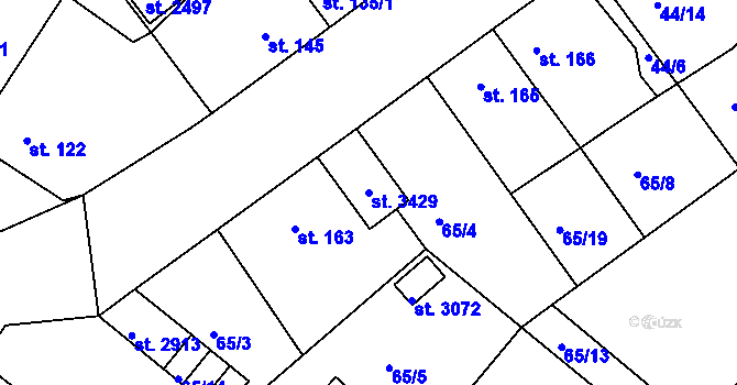 Parcela st. 3429 v KÚ Sezimovo Ústí, Katastrální mapa