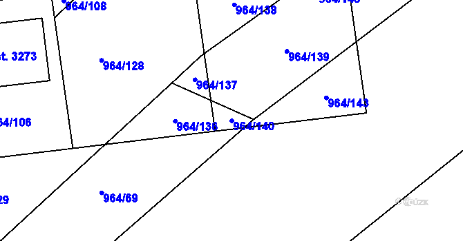 Parcela st. 964/140 v KÚ Sezimovo Ústí, Katastrální mapa