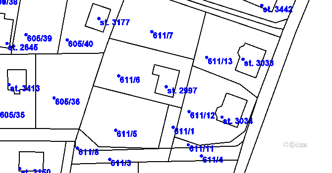 Parcela st. 2997 v KÚ Sezimovo Ústí, Katastrální mapa