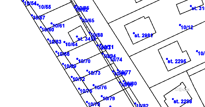 Parcela st. 10/94 v KÚ Sezimovo Ústí, Katastrální mapa