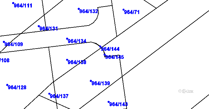 Parcela st. 964/145 v KÚ Sezimovo Ústí, Katastrální mapa