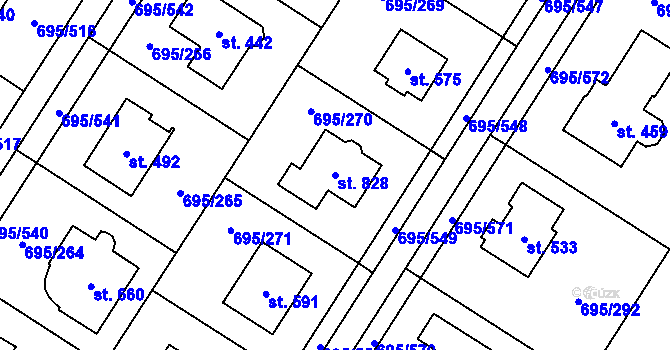 Parcela st. 828 v KÚ Květnice, Katastrální mapa