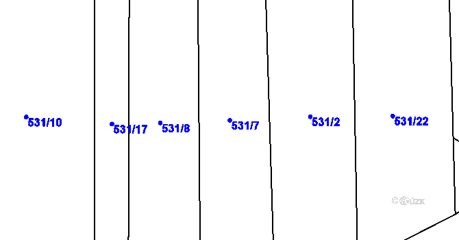Parcela st. 531/7 v KÚ Květnice, Katastrální mapa