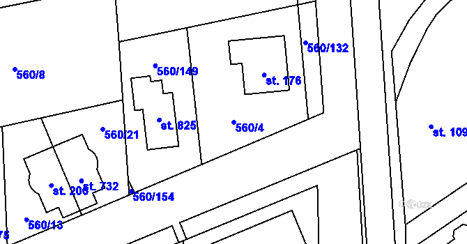 Parcela st. 560/4 v KÚ Květnice, Katastrální mapa