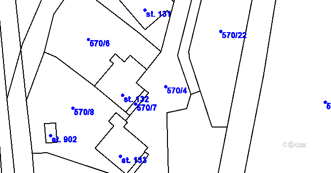 Parcela st. 570/4 v KÚ Květnice, Katastrální mapa