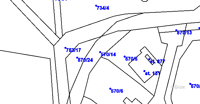 Parcela st. 570/14 v KÚ Květnice, Katastrální mapa