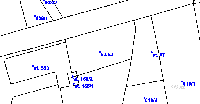 Parcela st. 603/3 v KÚ Květnice, Katastrální mapa