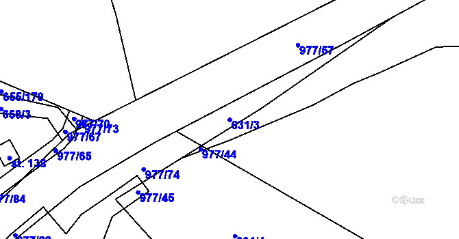 Parcela st. 631/3 v KÚ Květnice, Katastrální mapa