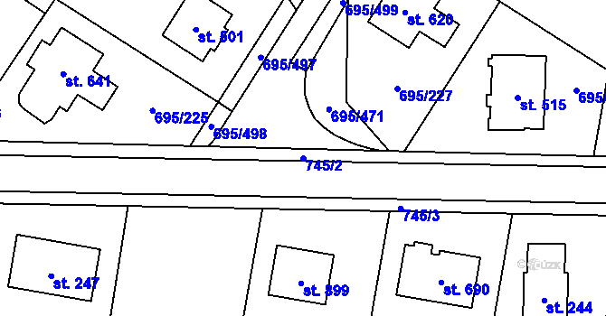 Parcela st. 745/2 v KÚ Květnice, Katastrální mapa