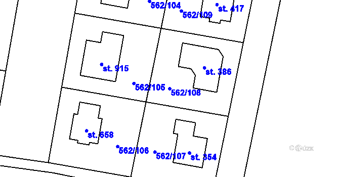 Parcela st. 562/108 v KÚ Květnice, Katastrální mapa