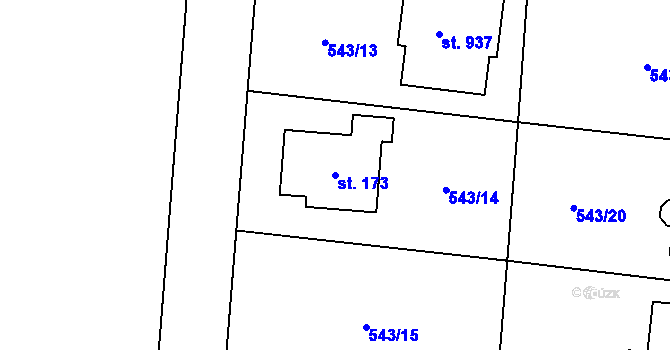 Parcela st. 173 v KÚ Květnice, Katastrální mapa