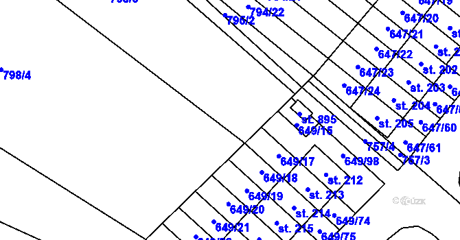 Parcela st. 649/16 v KÚ Květnice, Katastrální mapa