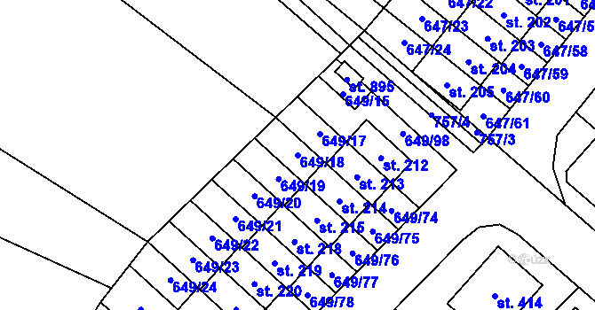 Parcela st. 649/18 v KÚ Květnice, Katastrální mapa