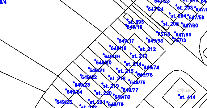 Parcela st. 649/19 v KÚ Květnice, Katastrální mapa