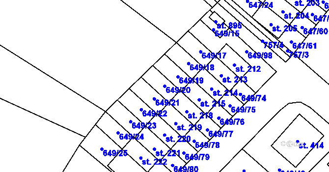 Parcela st. 649/20 v KÚ Květnice, Katastrální mapa