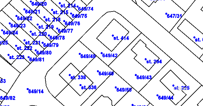 Parcela st. 649/42 v KÚ Květnice, Katastrální mapa