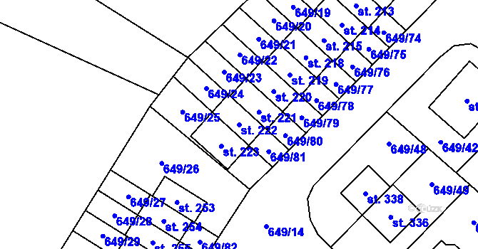 Parcela st. 222 v KÚ Květnice, Katastrální mapa
