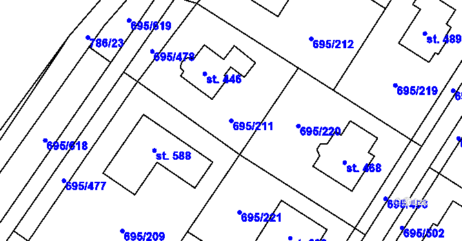 Parcela st. 695/211 v KÚ Květnice, Katastrální mapa