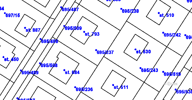 Parcela st. 695/237 v KÚ Květnice, Katastrální mapa