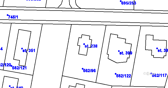 Parcela st. 238 v KÚ Květnice, Katastrální mapa