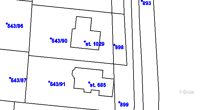 Parcela st. 543/93 v KÚ Květnice, Katastrální mapa