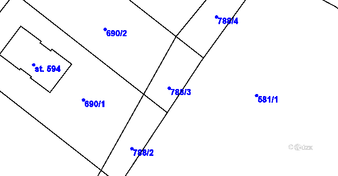 Parcela st. 788/3 v KÚ Květnice, Katastrální mapa
