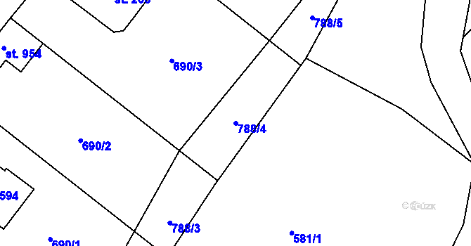 Parcela st. 788/4 v KÚ Květnice, Katastrální mapa