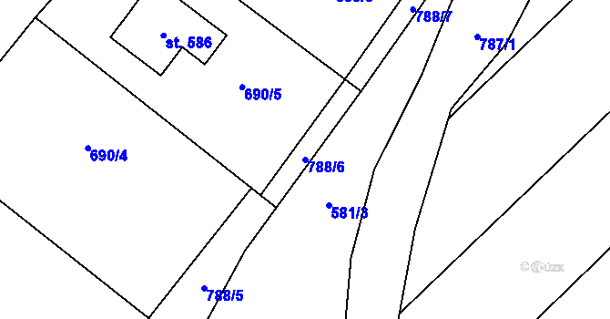 Parcela st. 788/6 v KÚ Květnice, Katastrální mapa
