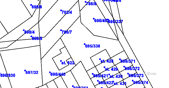Parcela st. 695/338 v KÚ Květnice, Katastrální mapa