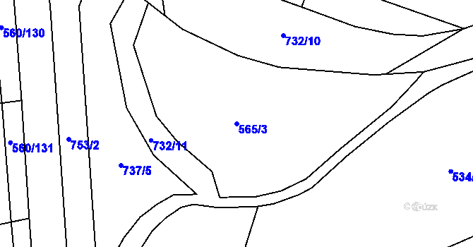 Parcela st. 565/3 v KÚ Květnice, Katastrální mapa