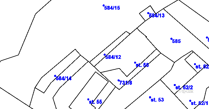Parcela st. 584/12 v KÚ Květnice, Katastrální mapa