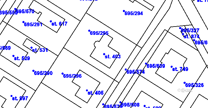 Parcela st. 403 v KÚ Květnice, Katastrální mapa