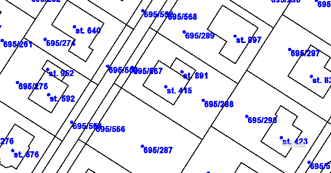Parcela st. 415 v KÚ Květnice, Katastrální mapa