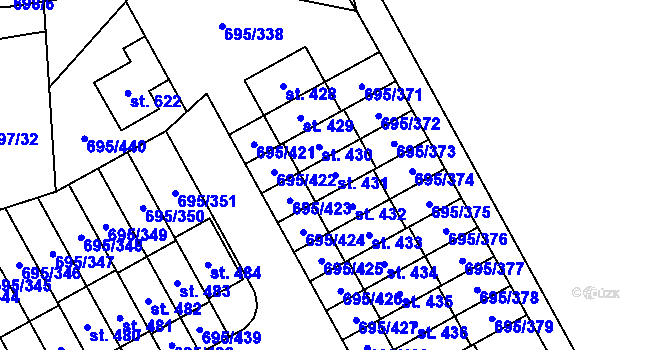 Parcela st. 431 v KÚ Květnice, Katastrální mapa