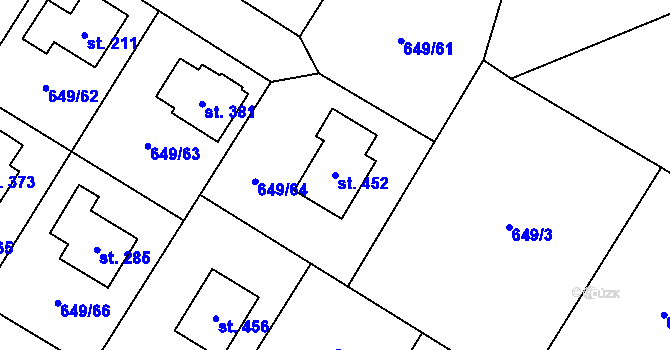 Parcela st. 452 v KÚ Květnice, Katastrální mapa