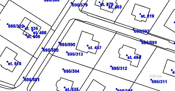 Parcela st. 457 v KÚ Květnice, Katastrální mapa