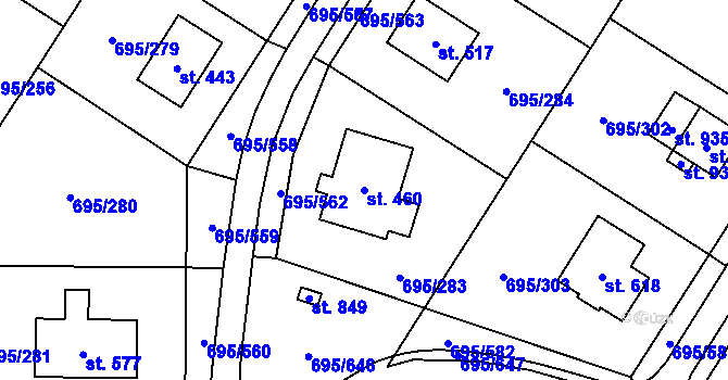 Parcela st. 460 v KÚ Květnice, Katastrální mapa