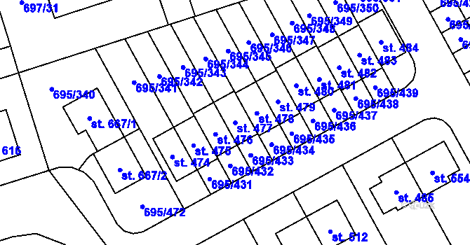 Parcela st. 477 v KÚ Květnice, Katastrální mapa