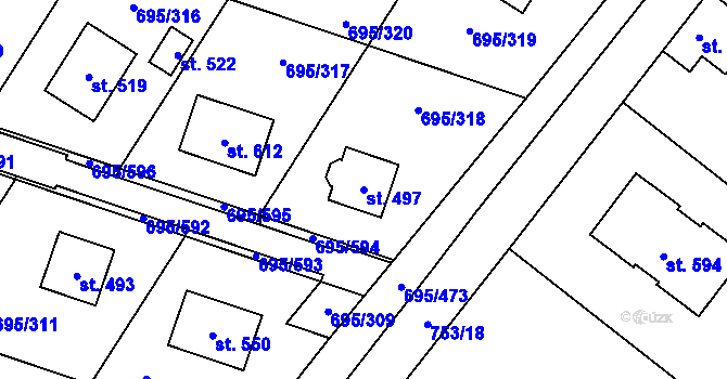 Parcela st. 497 v KÚ Květnice, Katastrální mapa